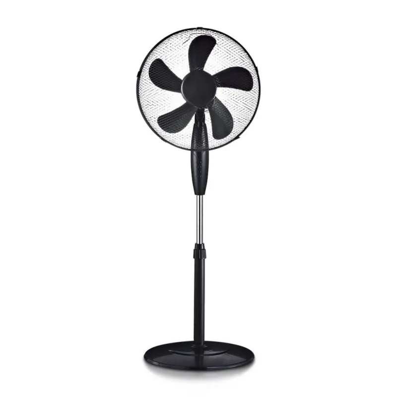 55W Stand Fan Round Base 5 Blades 3 Speed Black