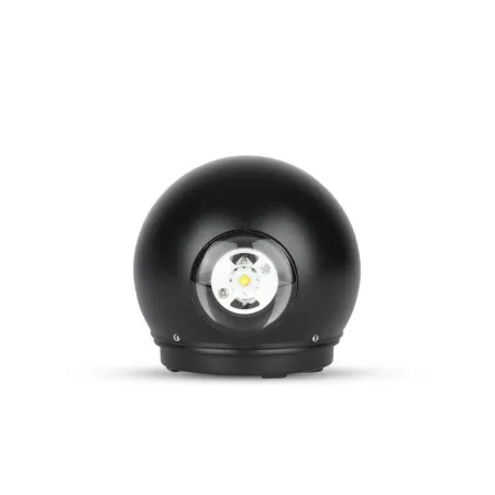 6W LED Wall Light Black Body Round IP65 3000K