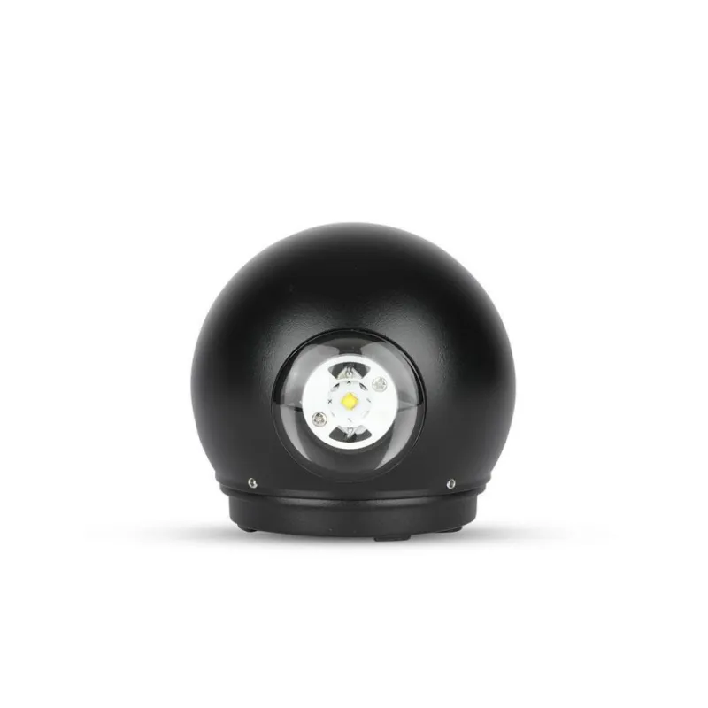 6W LED Wall Light Black Body Round IP65 3000K