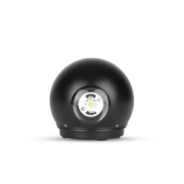 6W LED Wall Light Black Body Round IP65 3000K