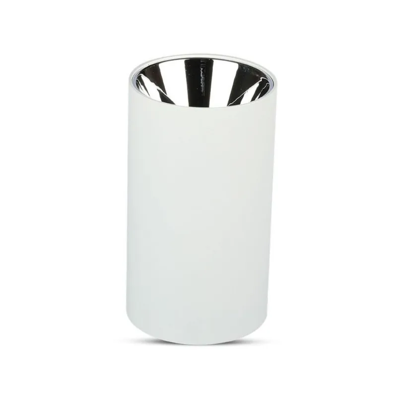 GU10 Fitting Round White + Chrome