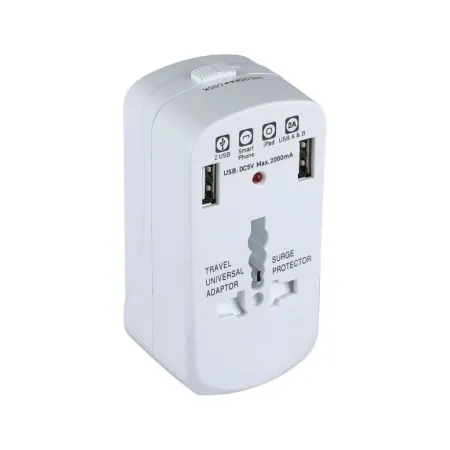 UNIVERSAL ADAPTOR WITH OVERLOAD PROTECTION, DOUBLE BLISTER PACKAGE WITH 2USB 2A