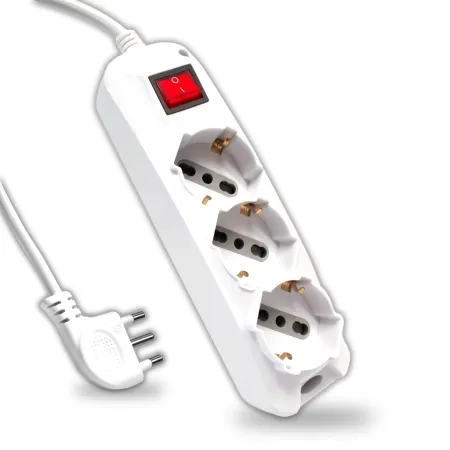 Multipresa con 3 Prese 10/16A 2P+T Bipasso/Schuko 45° e Interruttore Generale Luminoso e Cavo 1,5m Spina 16A 2P+T Colore Bianco