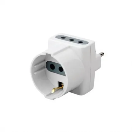 Adattatore Spina 10A 2 Prese 10A+10A Schuko Max:1500W
