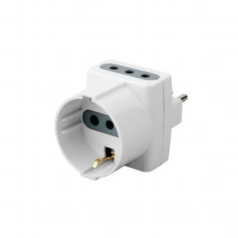 Adattatore Spina 10A 2 Prese 10A+10A Schuko Max:1500W
