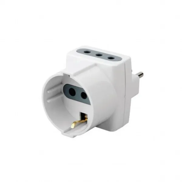 Adattatore Spina 10A 2 Prese 10A+10A Schuko Max:1500W