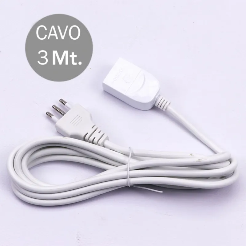 Prolunghe Lineari Plug 10A 2P+T Presa 10A Cavo H05Vv F 3X0.75mmx3M