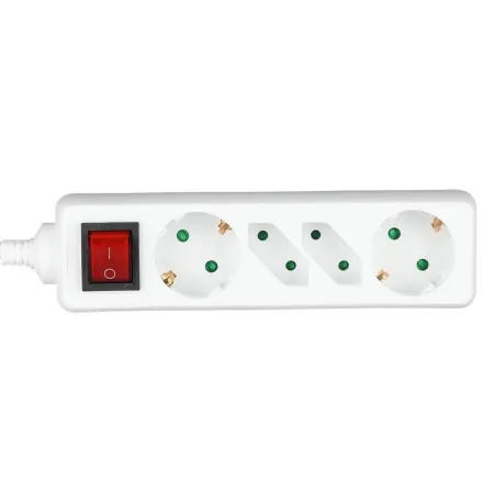 4 Holes Socket Whit Switch (3G 1.5mm2 X 1.5m ) Polybag with Card White