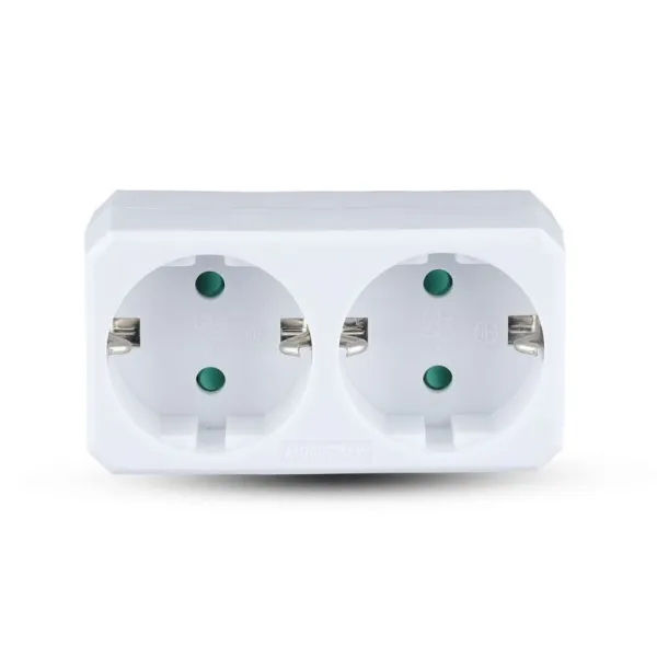 2 Ways Adapter With Earthing Contact 10/16A 250V (Label + Polybag With Headcard ) White