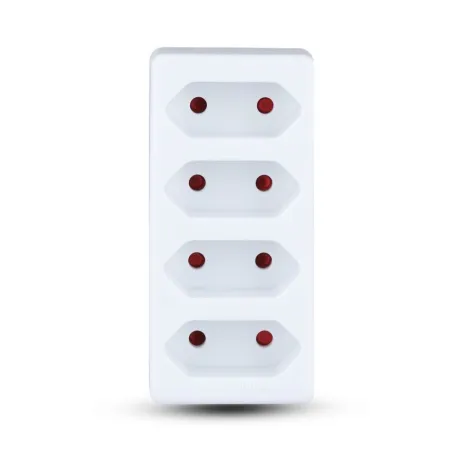 4 Ways Adapter With Earthing Contact 10A 250V (Label + Polybag With Headcard ) White