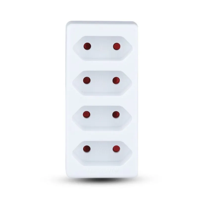4 Ways Adapter With Earthing Contact 10A 250V (Label + Polybag With Headcard ) White
