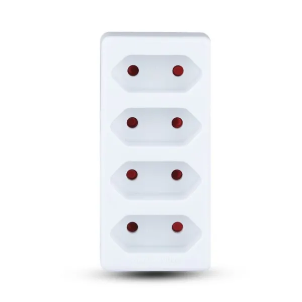 4 Ways Adapter With Earthing Contact 10A 250V (Label + Polybag With Headcard ) White