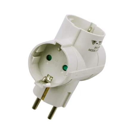 3 Ways Adapter With Earthing Contact 10/16A 250V (Label + Polybag With Headcard ) White