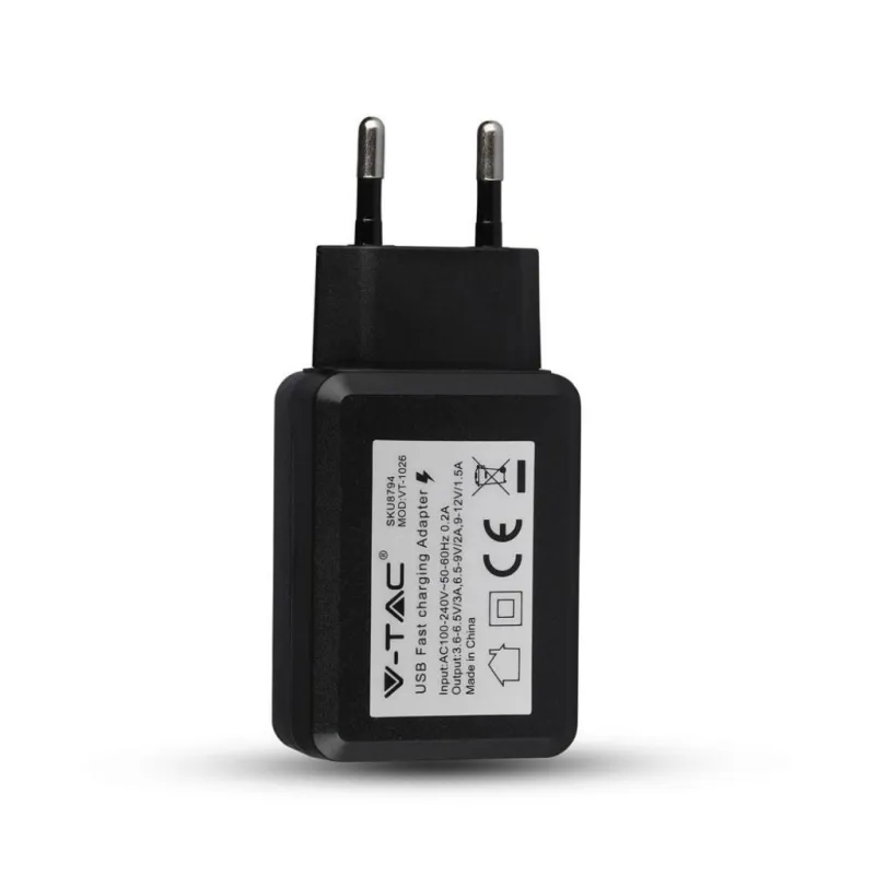 USB Qc3.0 Travel Adaptor with Double Blister Package Black