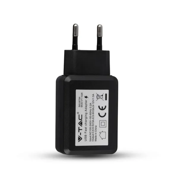 USB Qc3.0 Travel Adaptor with Double Blister Package Black