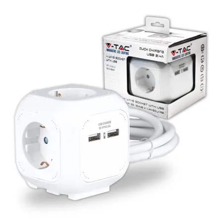 4 Ways Socket with USB Cubic 3G 1.55mm*1.4M
