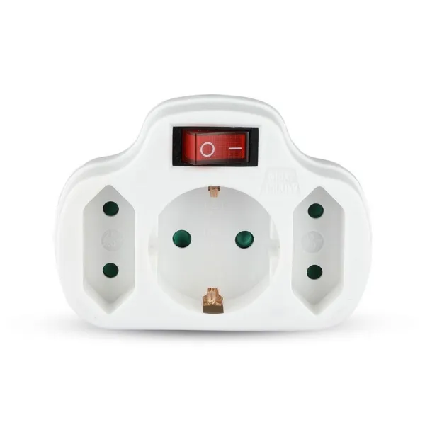 Adapter With Switch & Earthing Contact 2 Socket 2.5 1 Socket 16A