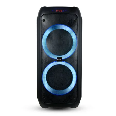 40W Rechargeable Trolley Speaker with One Wired Microphone RF Control RGB 2*8 Inch