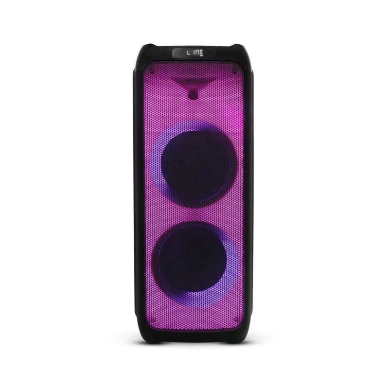100W Rechargeable Trolley Speaker with One Wired Microphone RF Control RGB 2*10 Inch