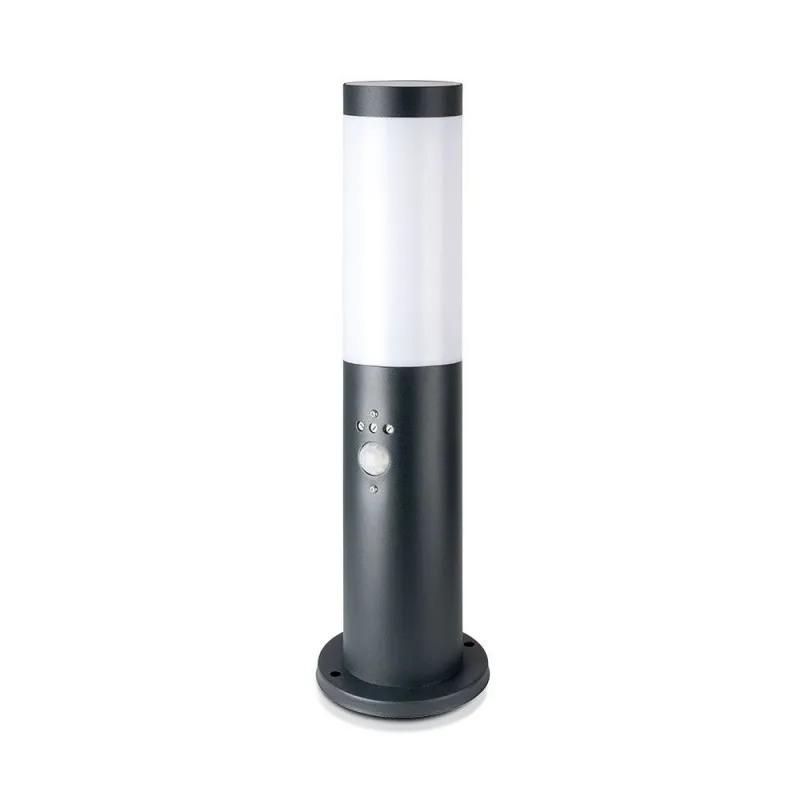 E27 Bollard Lamp 45cm PIR Sensor with Stainless Steel Body Grey IP44