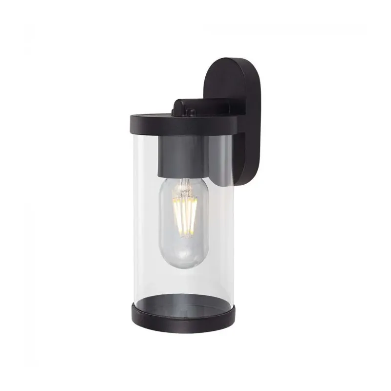 E27 Wall Lamp Holder Clear PC Matt Black Body