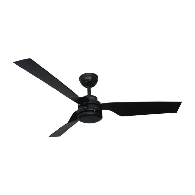 65W LED Ceiling Fan Silver Body RF Control 3 Black Blades AC Motor ( 52Inch )