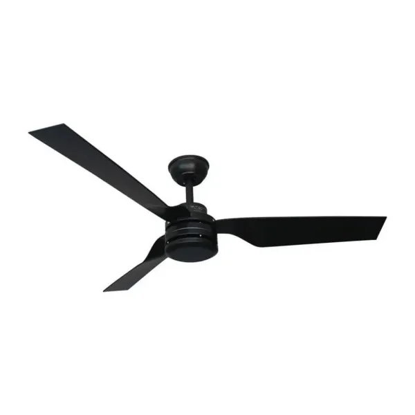 65W LED Ceiling Fan Silver Body RF Control 3 Black Blades AC Motor ( 52Inch )