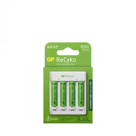 Caricabatterie USB Standard E411 con 4 Batterie Ricaricabili 1,5V Mini Stilo AAA NiMH 850mAh incluse