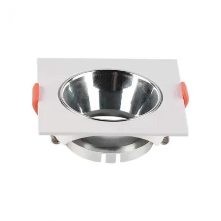 GU10 Fitting Square White Frame + Chrome Reflector