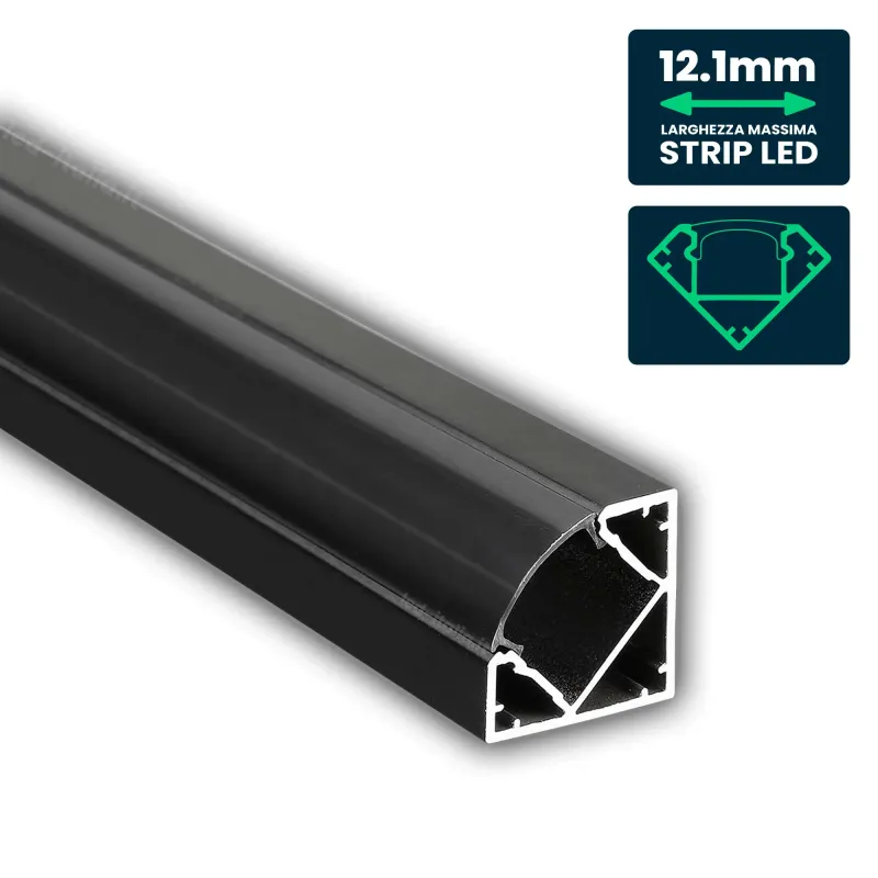 Led Strip Mounting Kit With Diffuser Aluminum 2000* 19*19MM Black Housing
