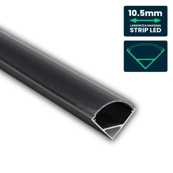 LED Strip Mounting Kit with Diffuser Aluminum 2000* 15.8*15.8mm Black Housing
