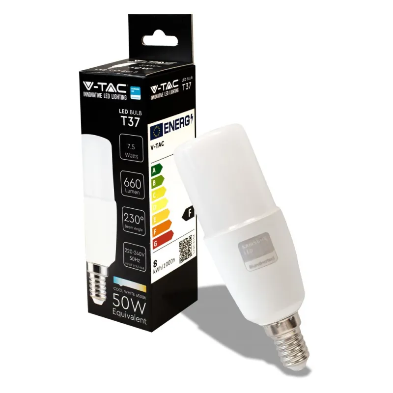 LED Bulb Samsung Chip 7.5W E14 T37 Plastic 6500K