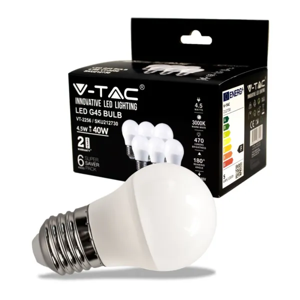 LED Bulb 4.5W E27 G45 3000K 6Pcs/Pack