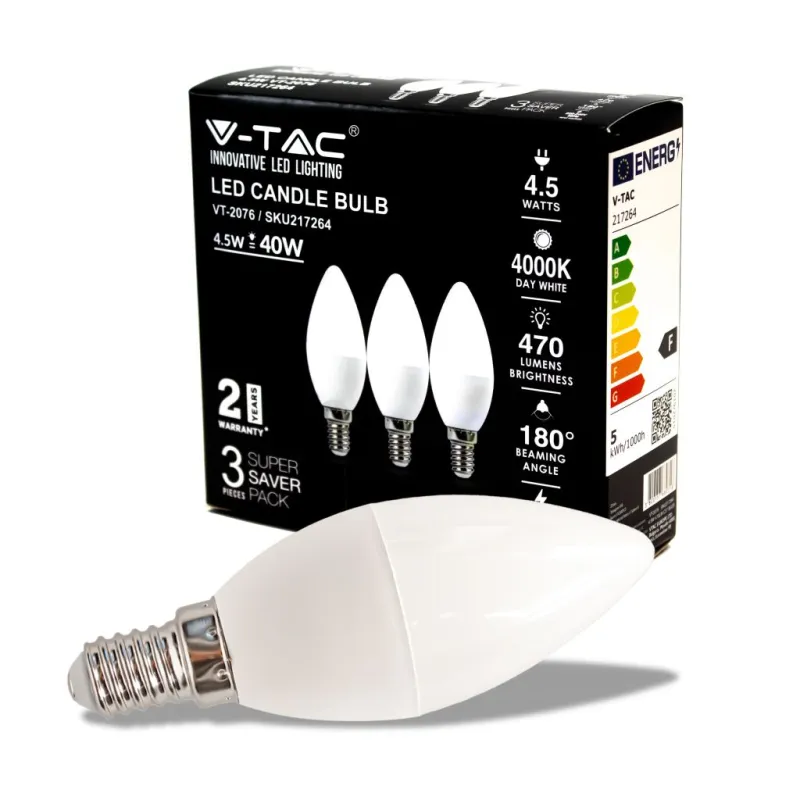 LED Bulb 4.5W E14 Candle 4000K 3 Pcs/Blister