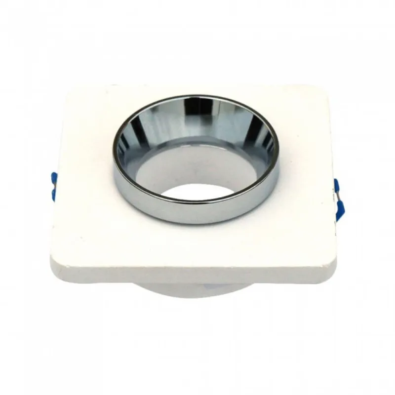 GU10 Fitting Gypsum Metal White Plaster Light with Chrome Bottom Suqre