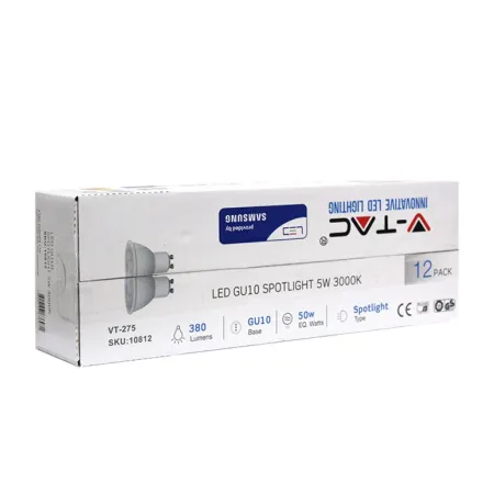 LED Spotlight Samsung Chip GU10 5W White Plastic 3000K (Box 12 Pezzi)