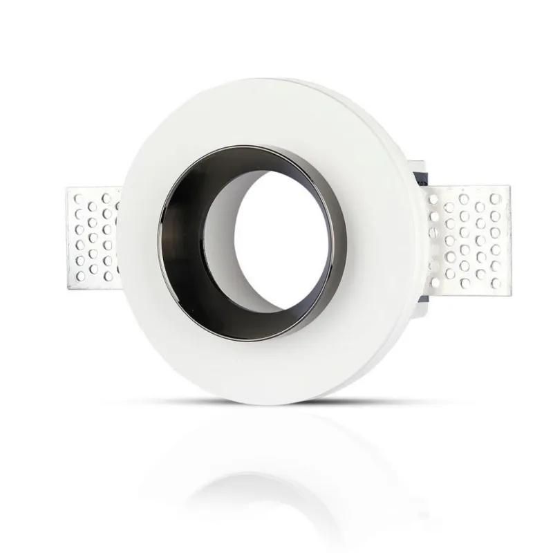 GU10 Fitting Gypsum White Recessed Light with Black Metal Round