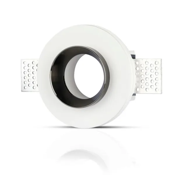 GU10 Fitting Gypsum White Recessed Light with Black Metal Round