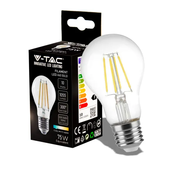 10W A60 LED Filament Bulb 6500K E27