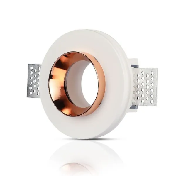 GU10 Fitting Gypsum White Recessed Light with Rose Gold Metal Round