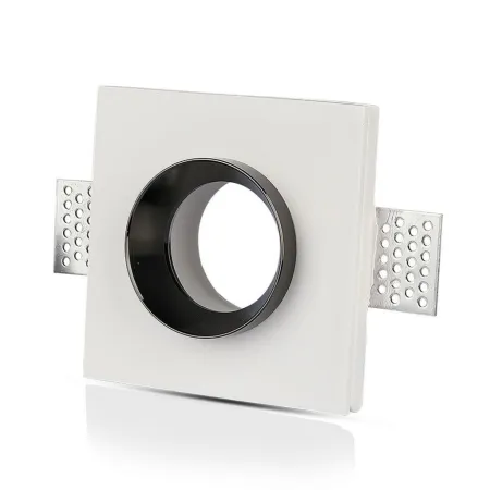 GU10 Fitting Gypsum White Recessed Light with Chrome Metal Square