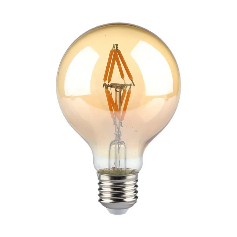 4W G80 LED Filament Bulb Amber Glass 2200K E27