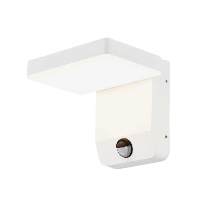 17W LED Wall Light with Sensor 3000K White Body Square IP65