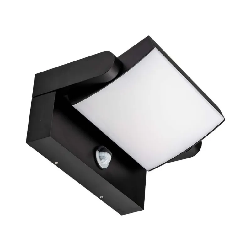 17W LED Wall Light with Sensor 3000K Black Body IP65