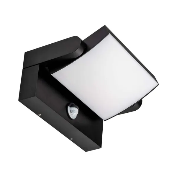 17W LED Wall Light with Sensor 4000K Black Body IP65