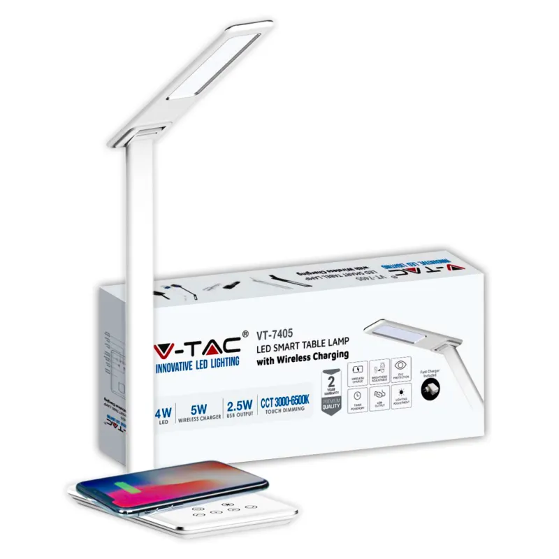 4W LED Table Lamp with Wireless Charger 2700K 6500K White