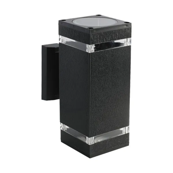 LED Wall Light with Black Body IP44 E27 Square