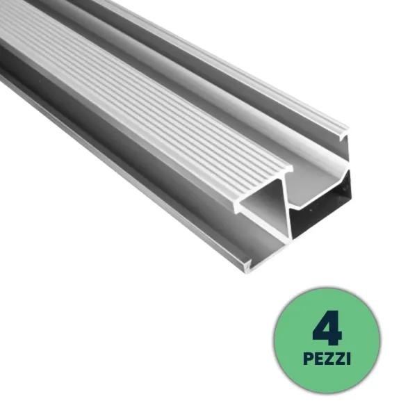 Profili in Alluminio per Fissaggio Pannelli Solari Fotovoltaici Lunghezza 1.2m (Confezione 4 Pezzi)