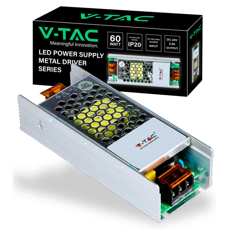 Slim Metal Power Supply 60W 24V 2.5A with 1 Output 130x50x31mm IP20