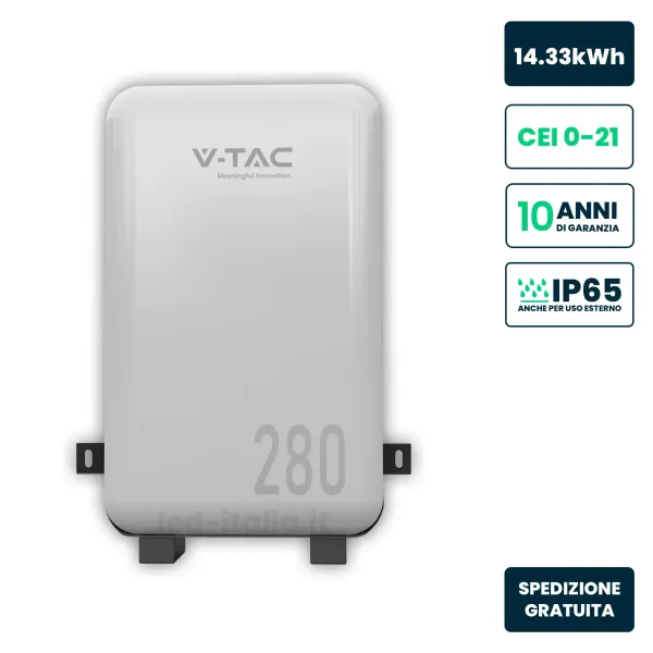 Batteria Accumulo LV 14.33kWh LFP 51.2V 280Ah 200A BMS Bianca CEI 0-21 IP65
